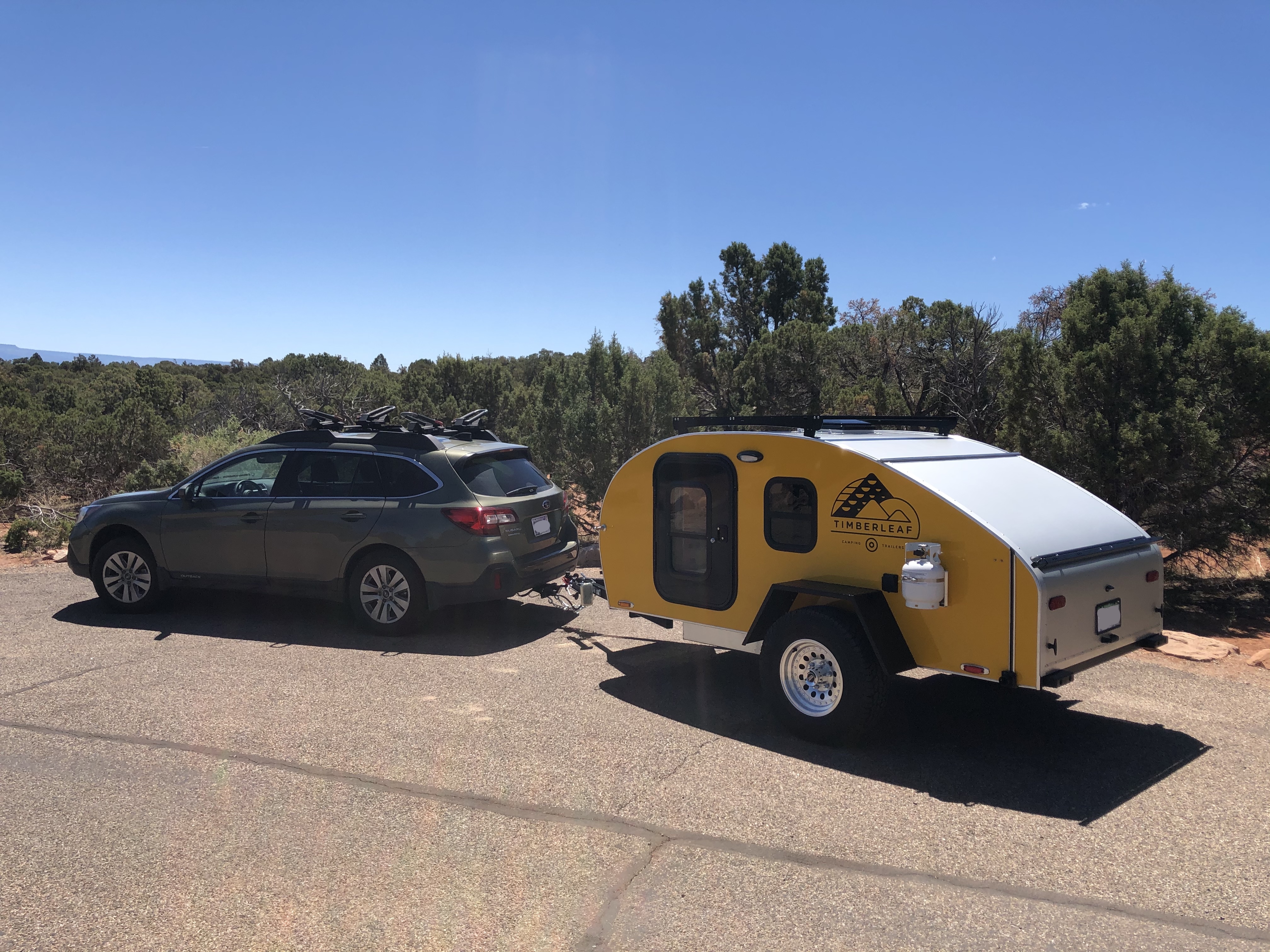 Teardrop Trailer behind the Soob